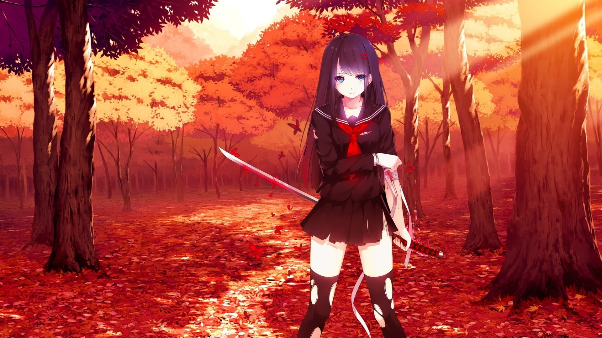 Red Anime Girl HD Wallpaper
