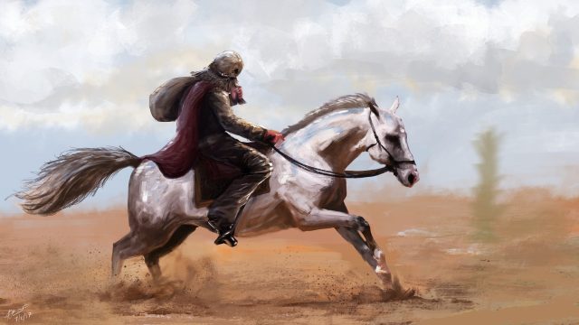 Rider On A Horse Art Wallpaper theme