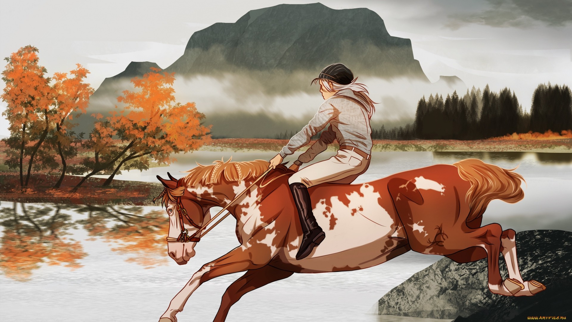 Rider On A Horse Art Wallpaper and Background