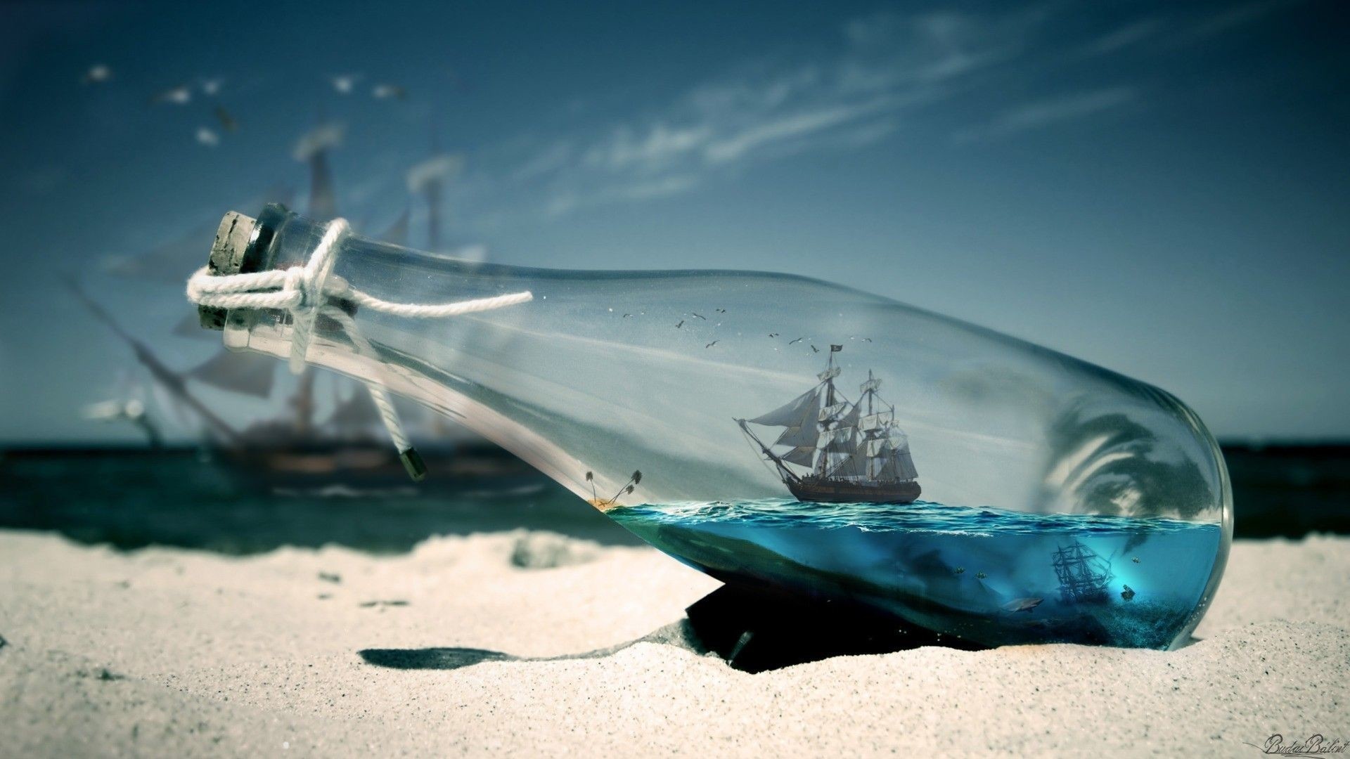 Ship In A Bottle Desktop Wallpaper