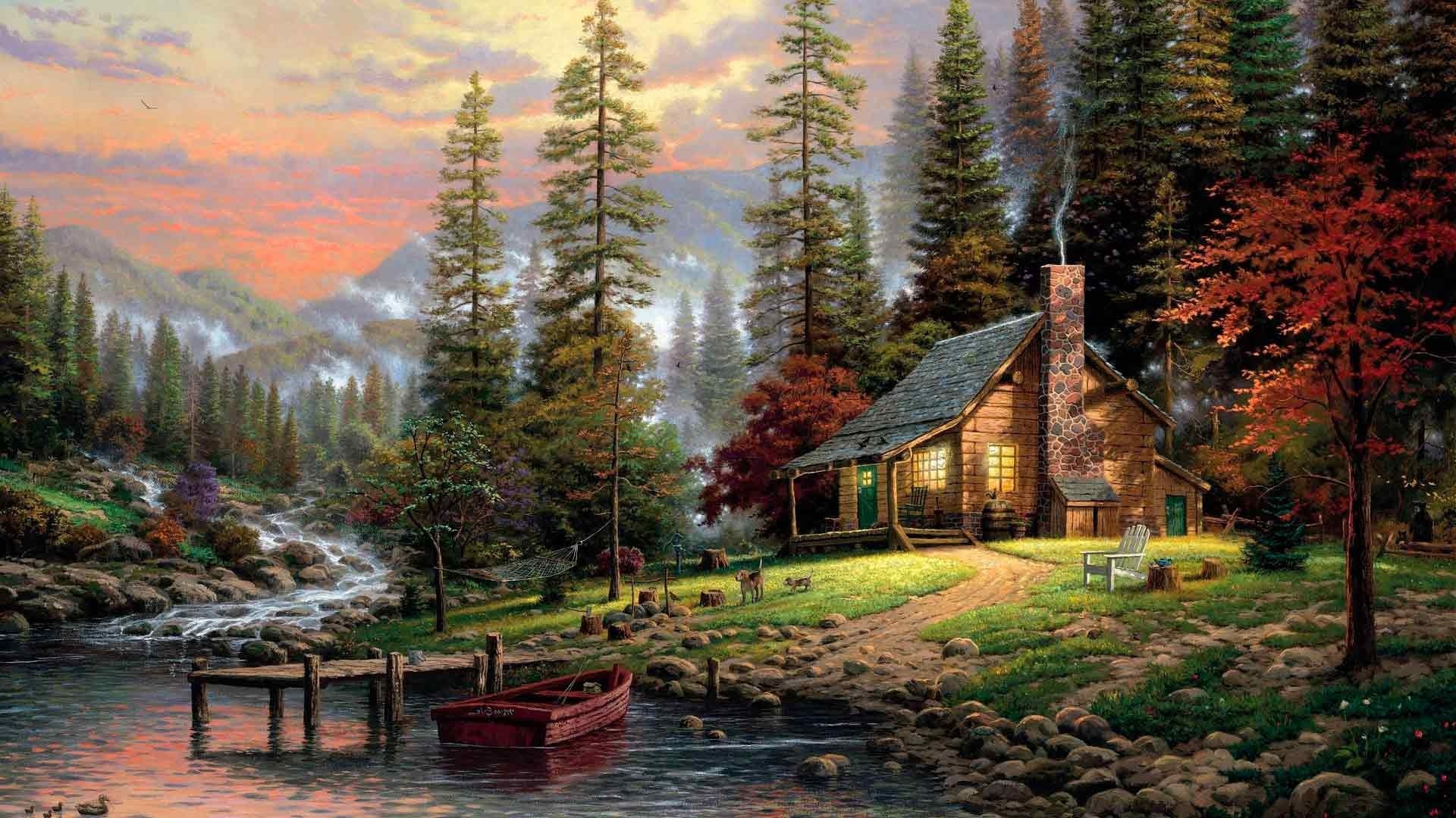 House By The River Art Wallpaper