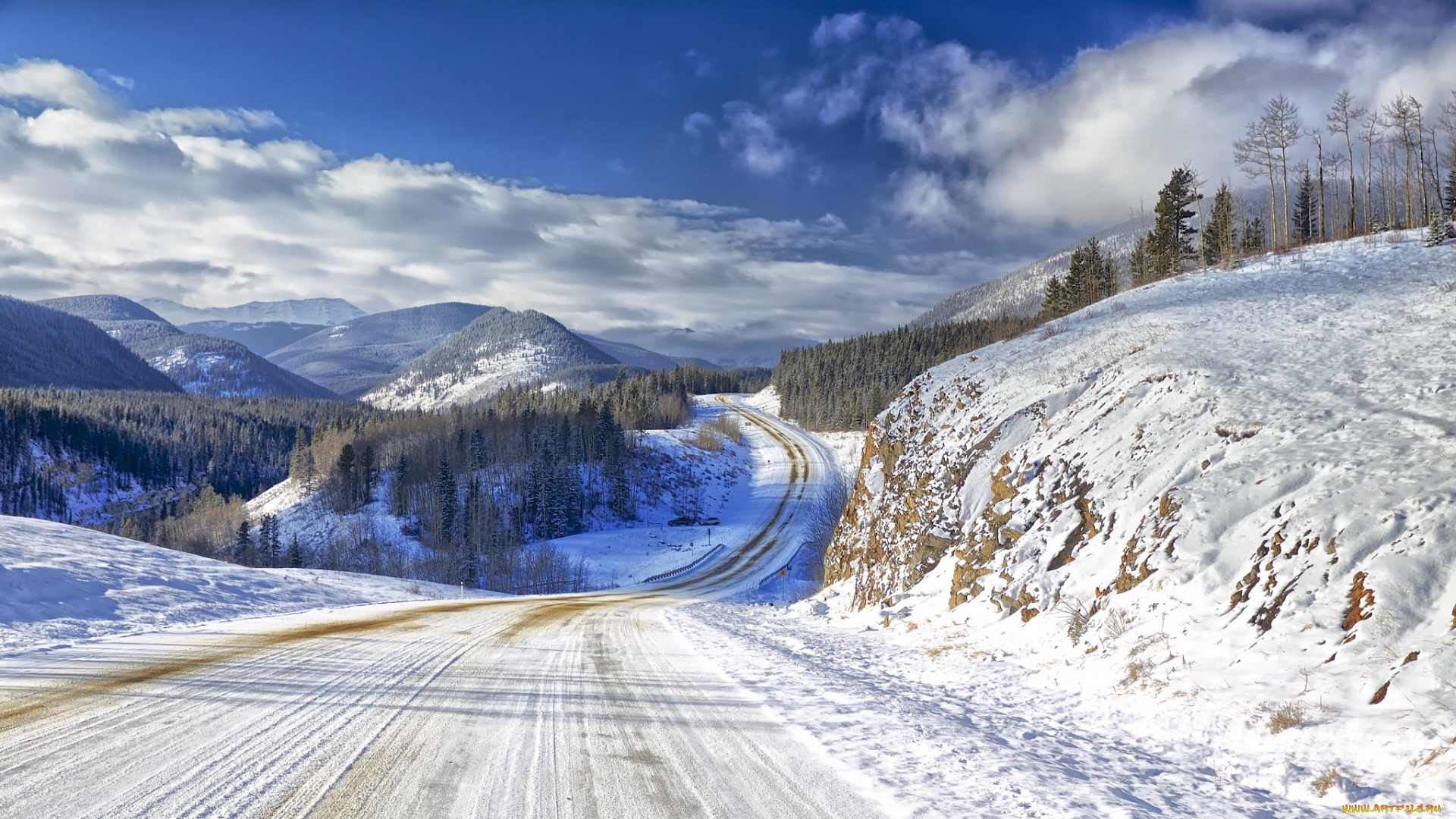 Winter Road Desktop Wallpaper