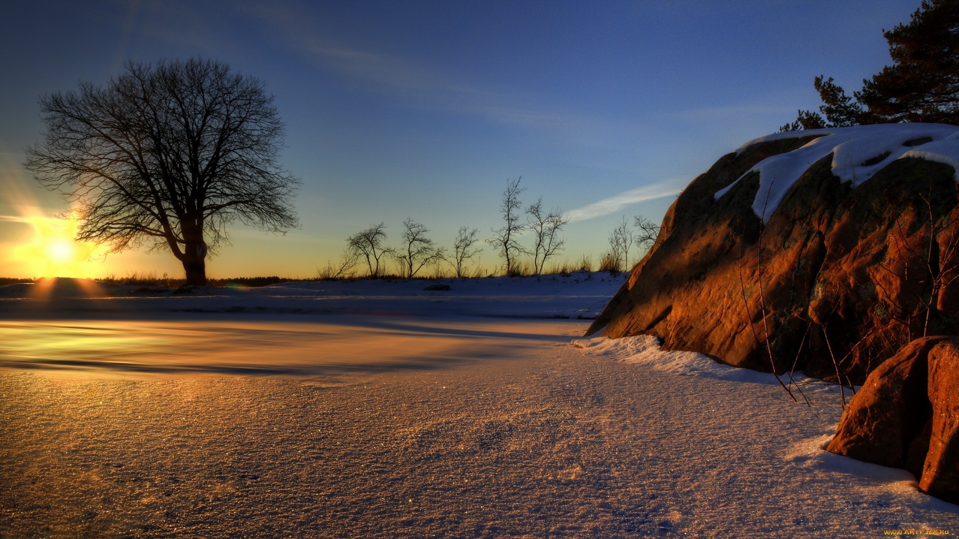 Winter Sunset Background