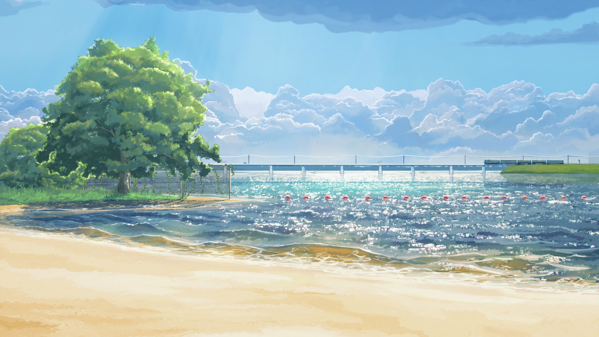 Natural City Sea Scenery Sunny Summer Clear Sky Clouds Seagull Girl Loli  Anime Comic Nijigen Fantasy Illustration Canvas Art Poster And Wall Art  Picture Print Modern Family Bedroom Decor Posters 16x24 :