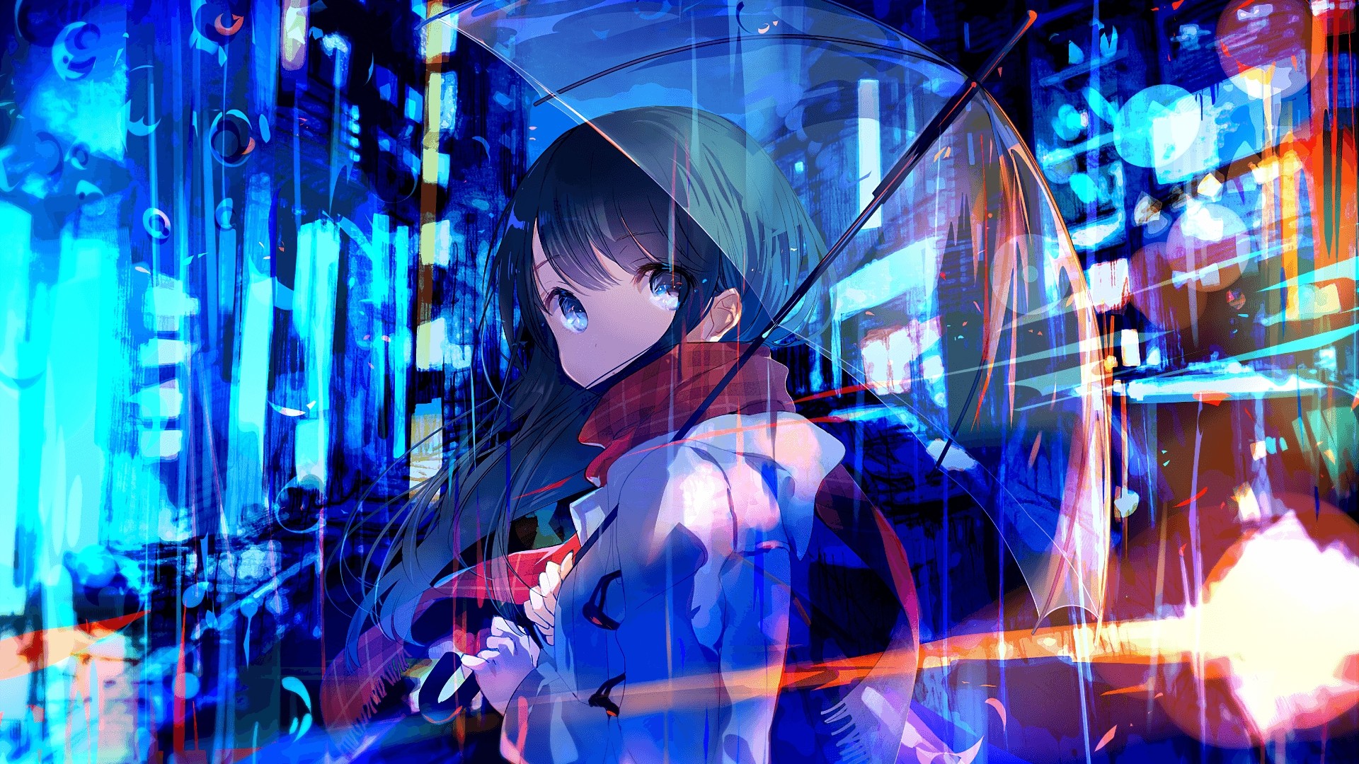 Anime Night Neon Background