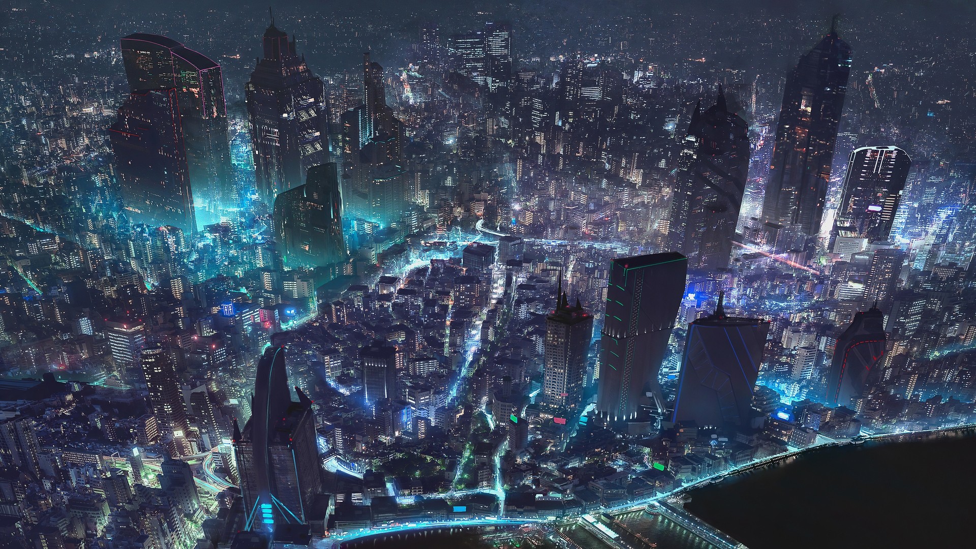 Cyberpunk City Art Desktop Wallpaper