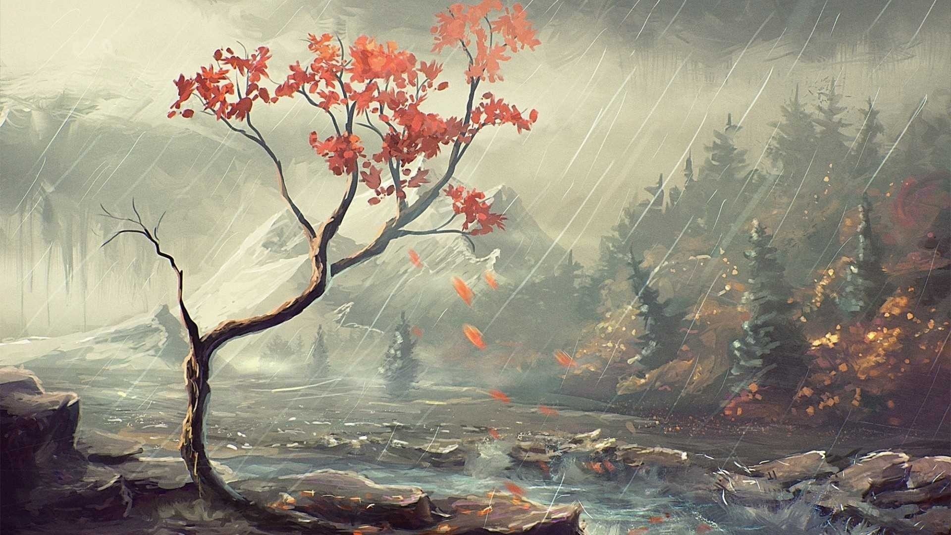 Rain Art Background