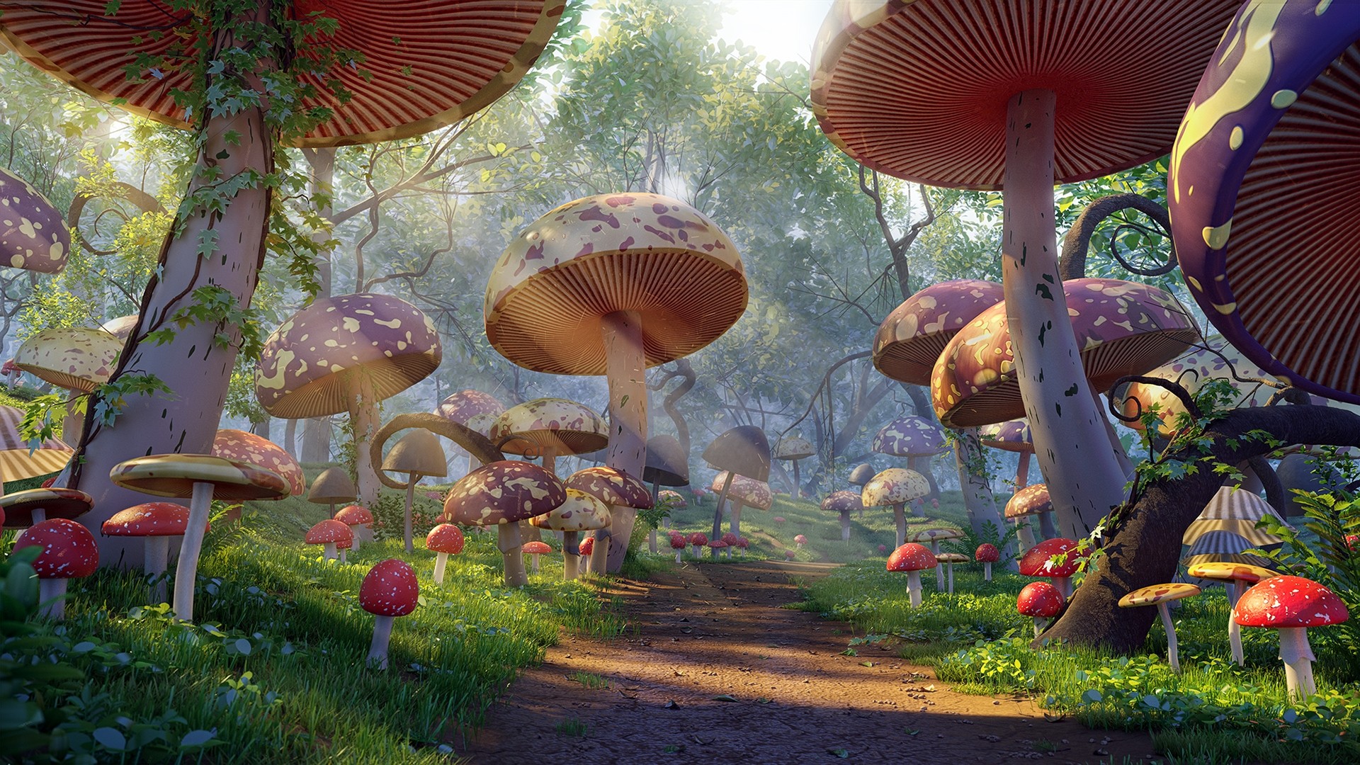 Cartoon Mushroom Desktop Wallpaper