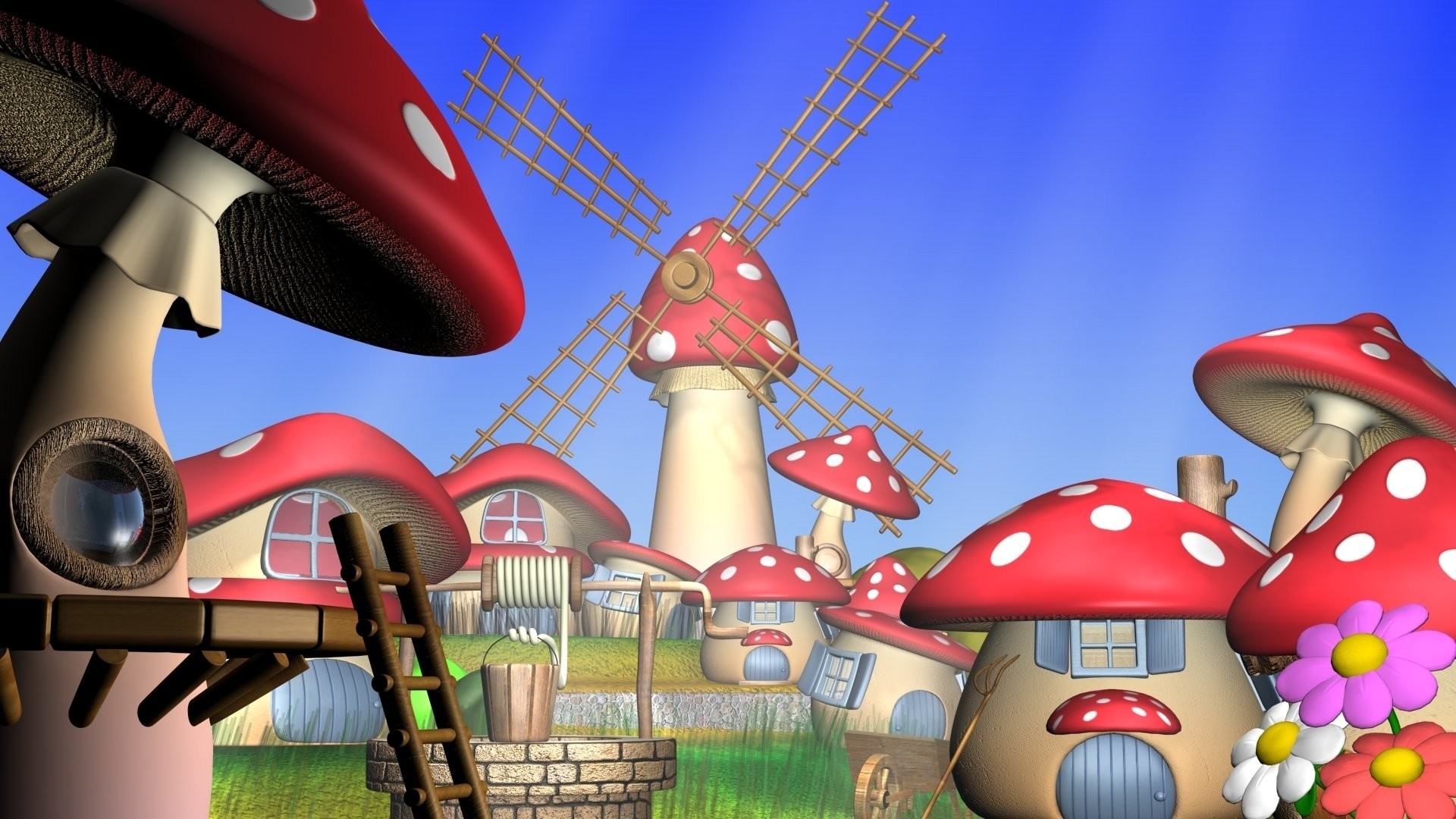 Cartoon Mushroom Background