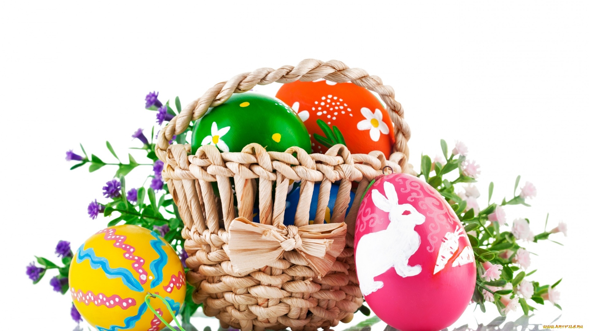 Easter Eggs In A Basket computer wallpaper