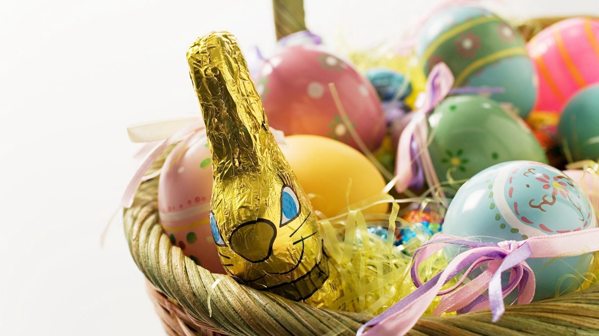 Easter Eggs With Ribbon Image