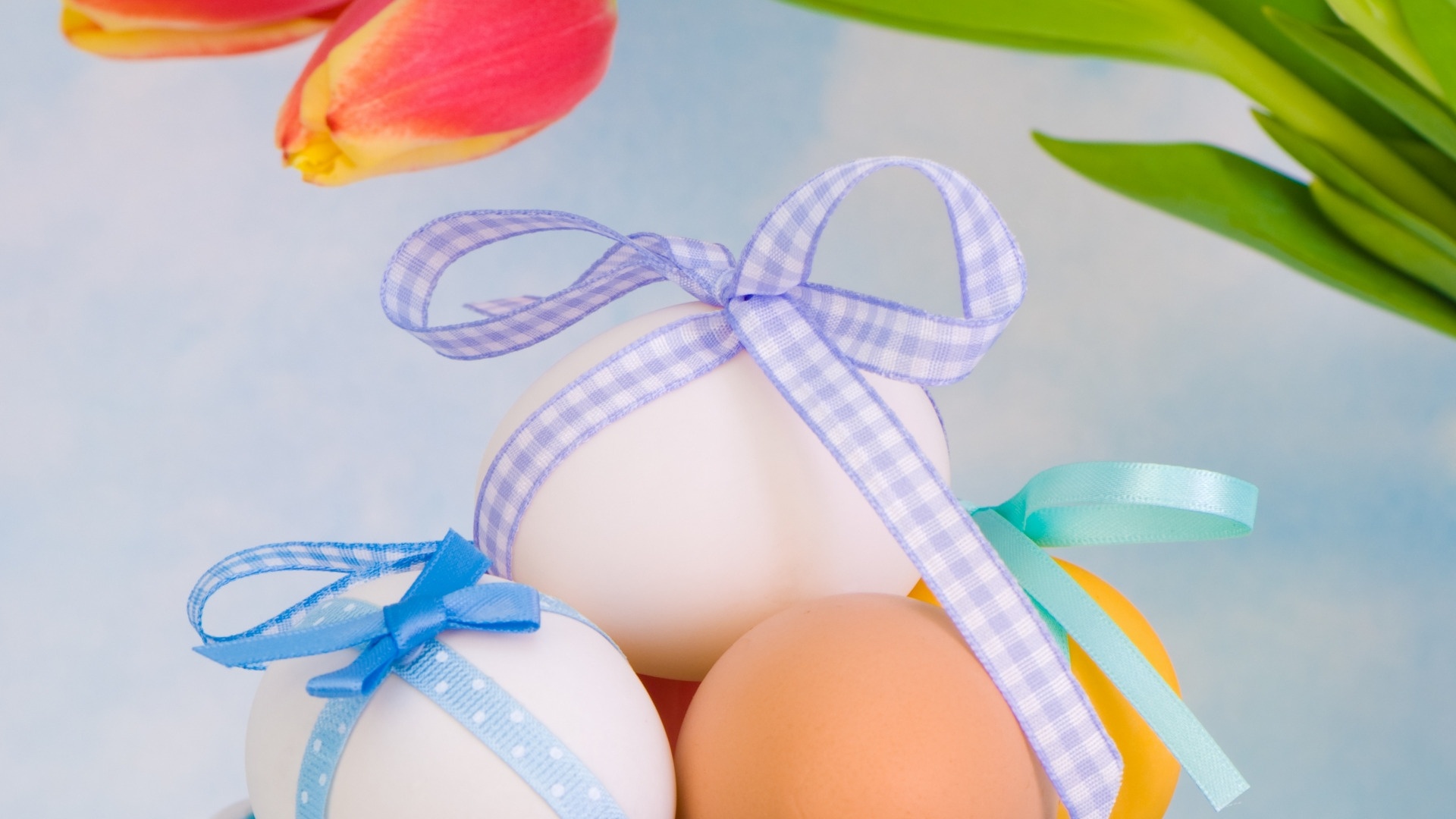 Easter Eggs With Ribbon Picture
