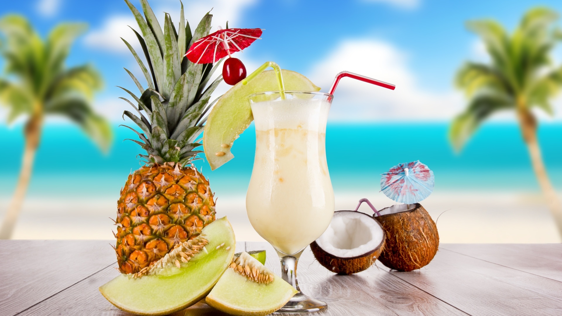 Coconuts By The Sea background wallpaper