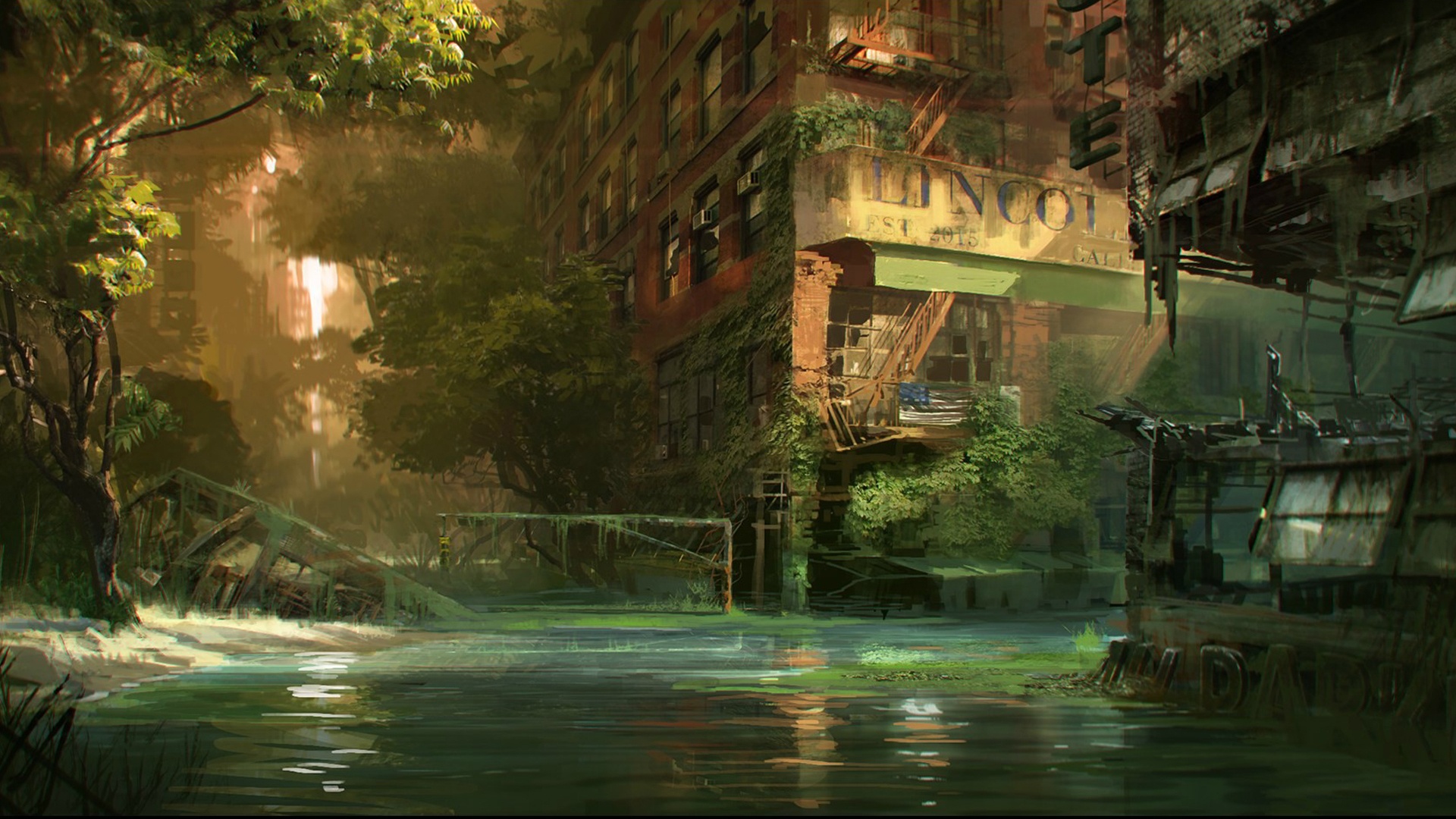 Post Apocalyptic Overgrown City background picture