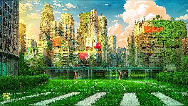 Post Apocalyptic Overgrown City desktop wallpaper