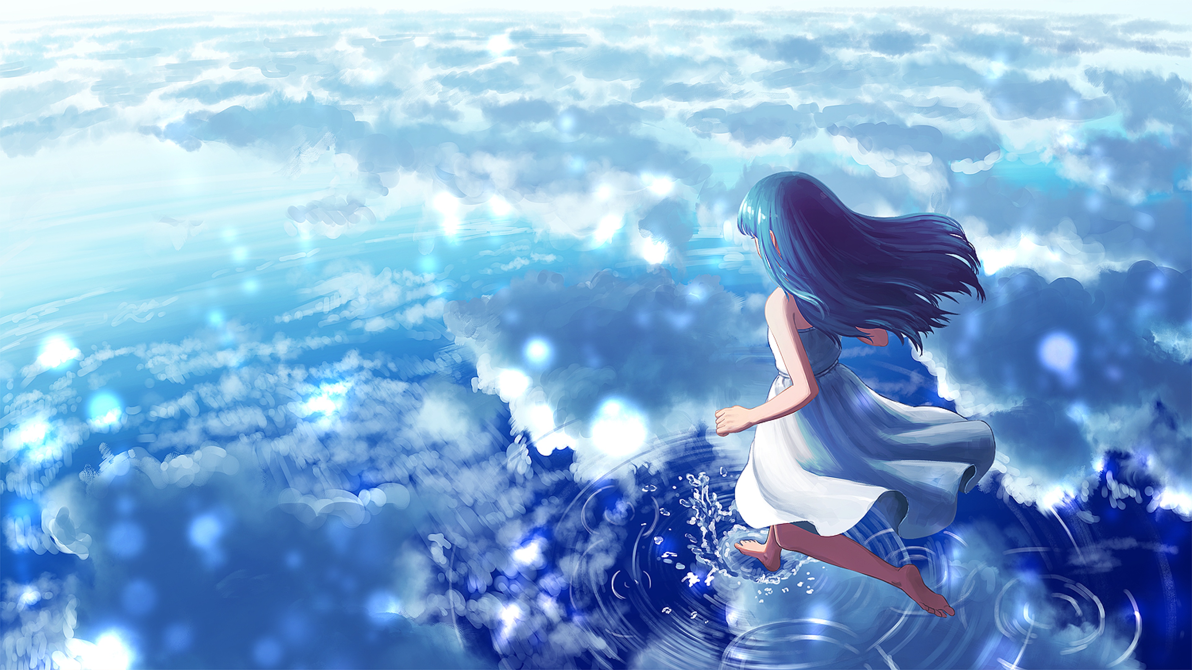 Anime Girl And Water background wallpaper