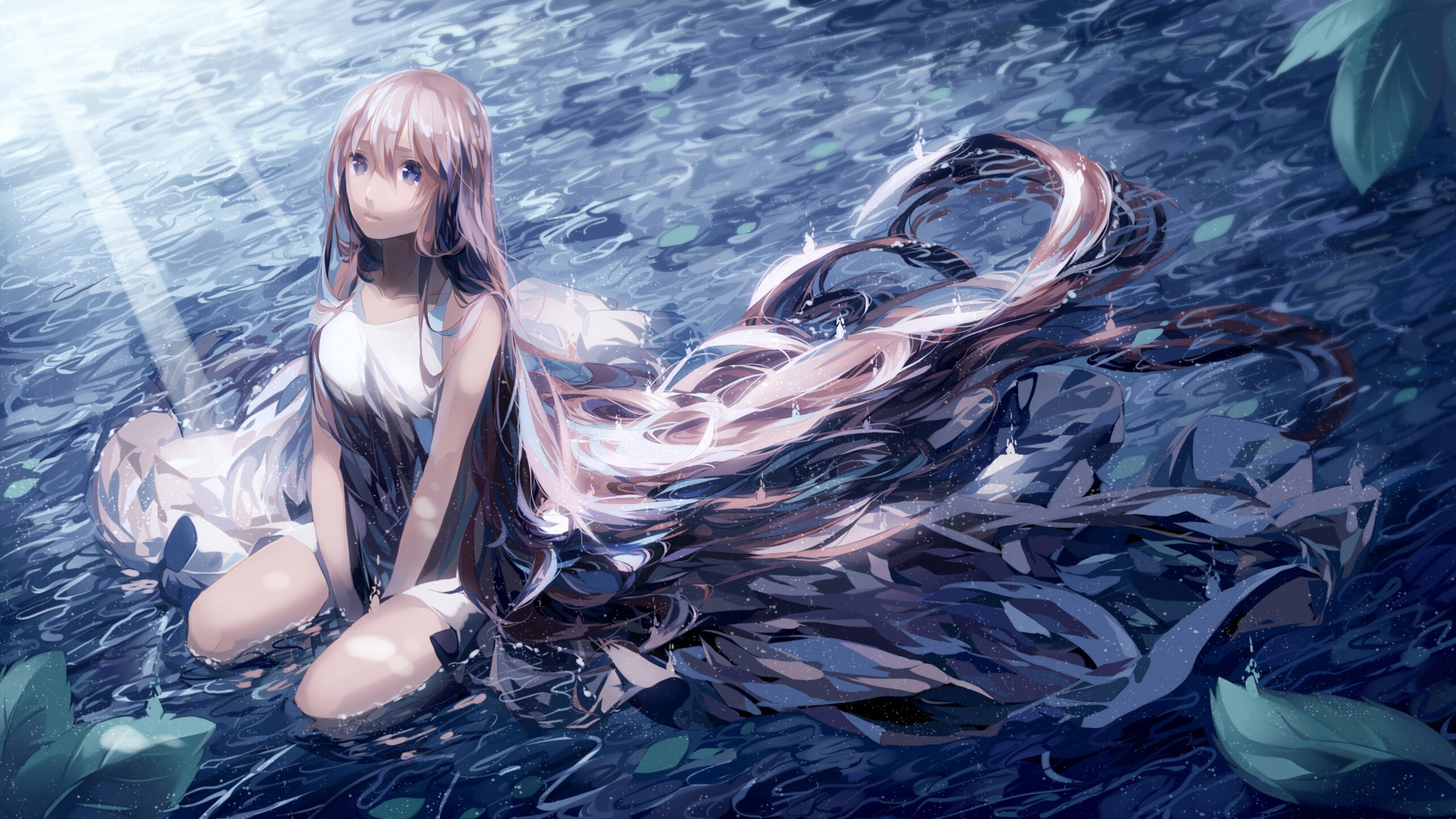 Anime Girl And Water pc wallpaper