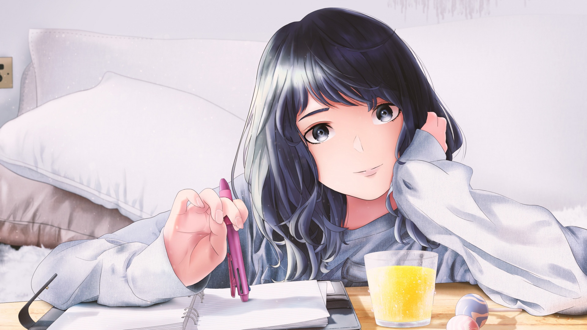 Anime Thoughtful Girl free image