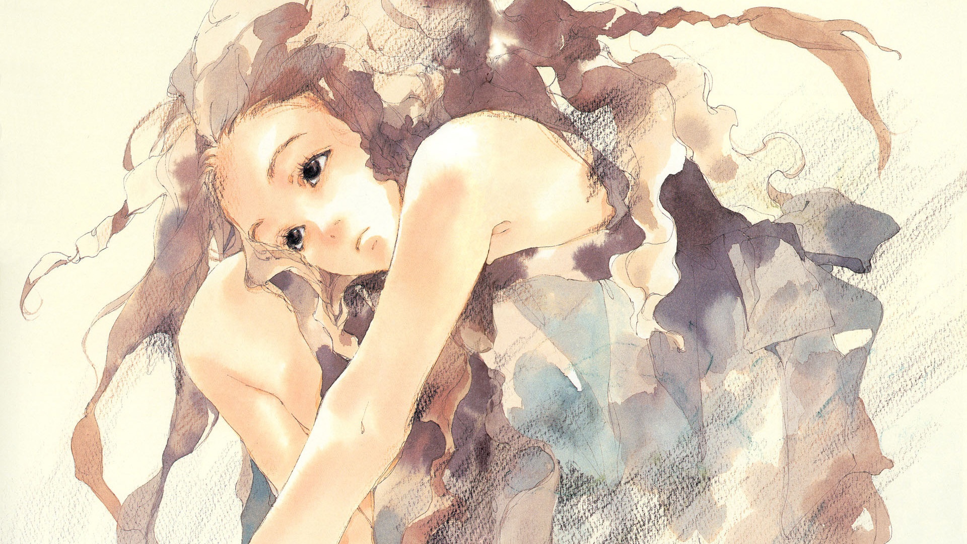 Anime Thoughtful Girl free wallpaper