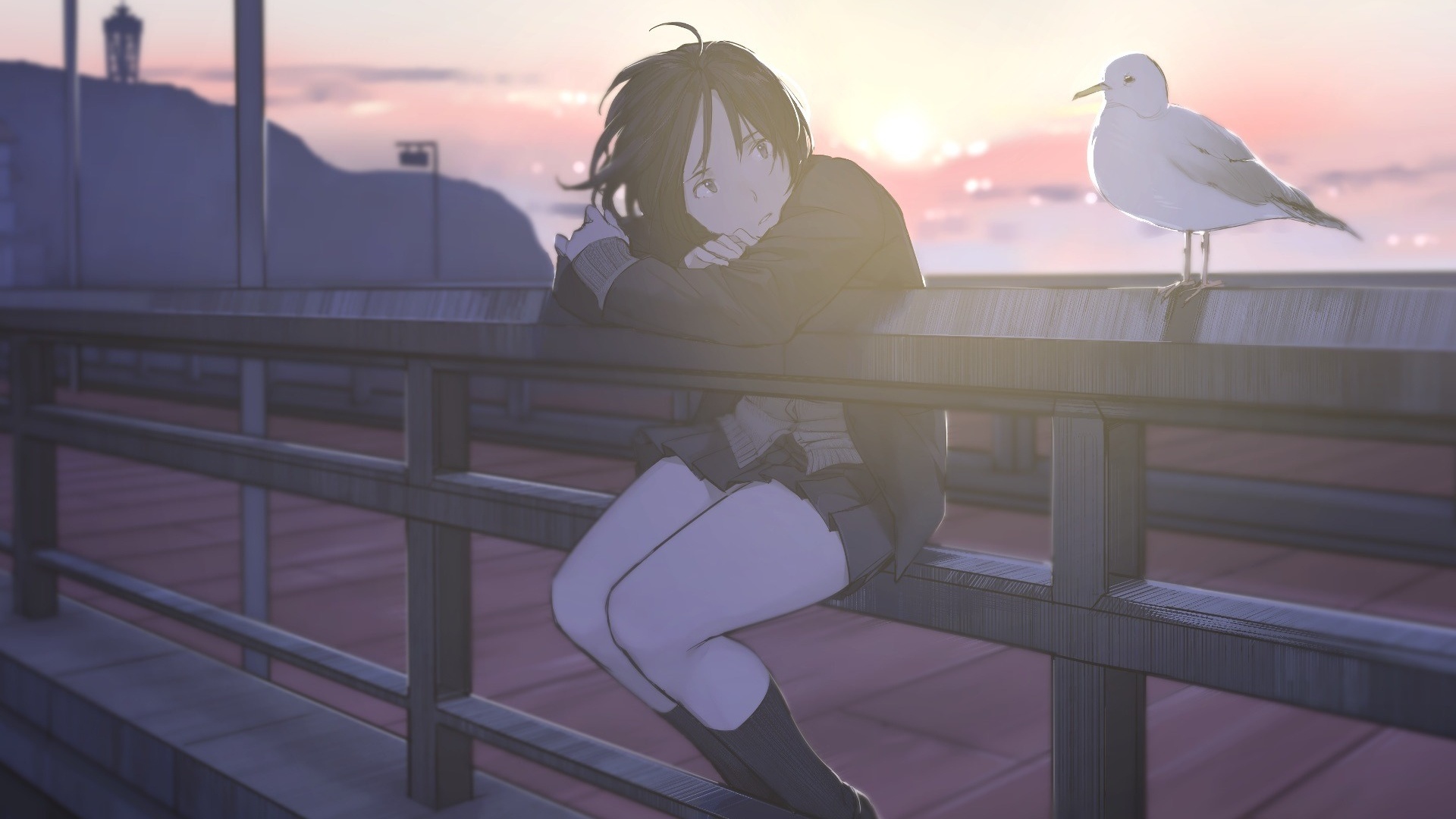 Anime Thoughtful Girl background picture