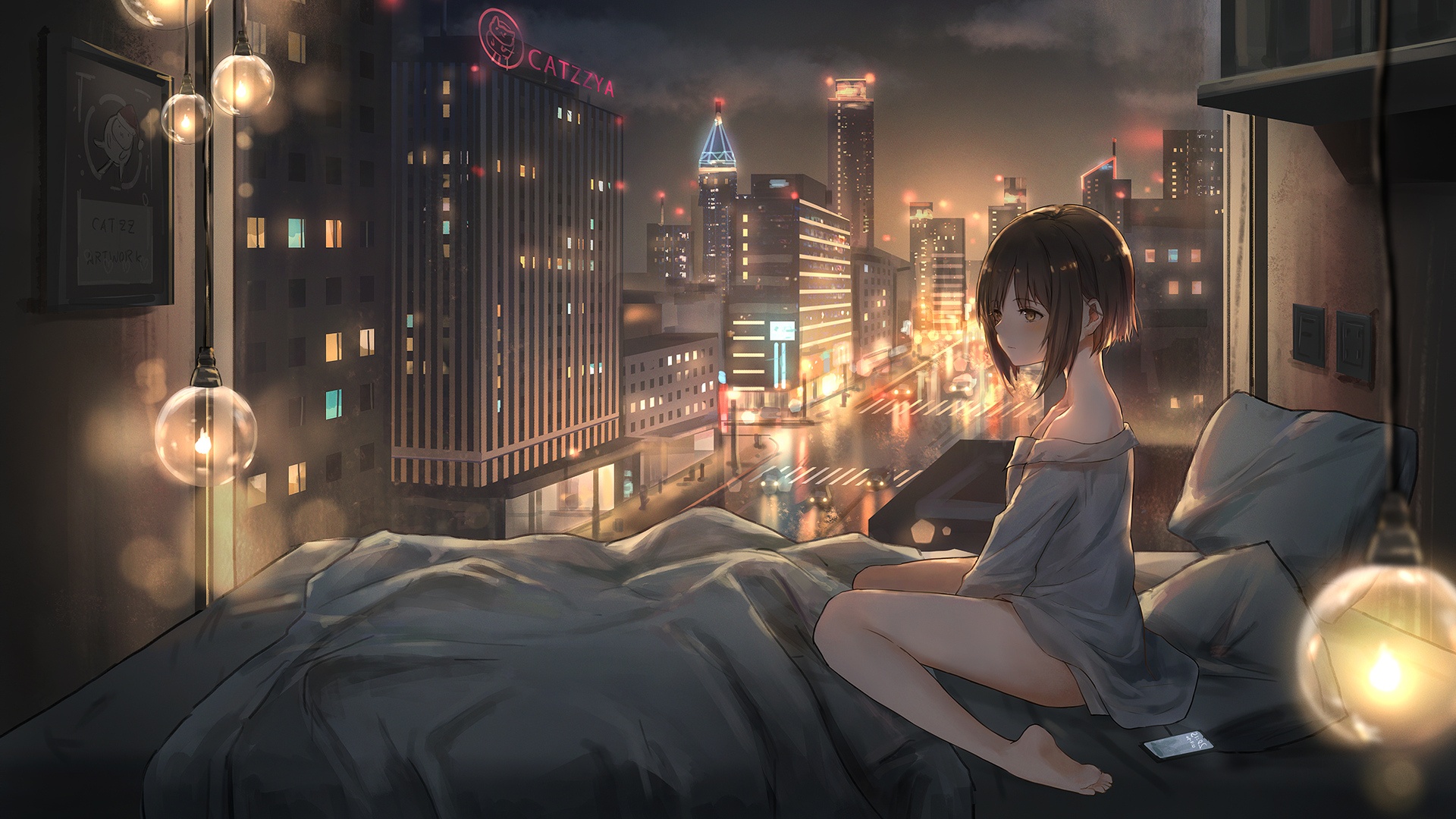 24 Loneliness Anime City Wallpapers