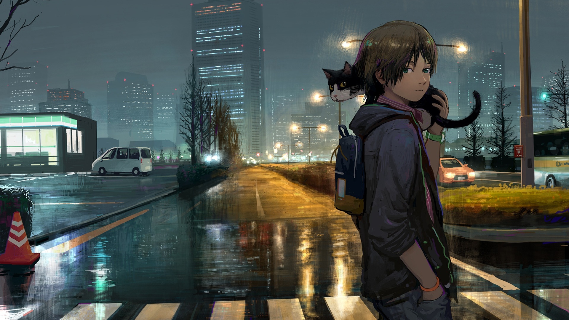 Loneliness Anime City cool wallpaper
