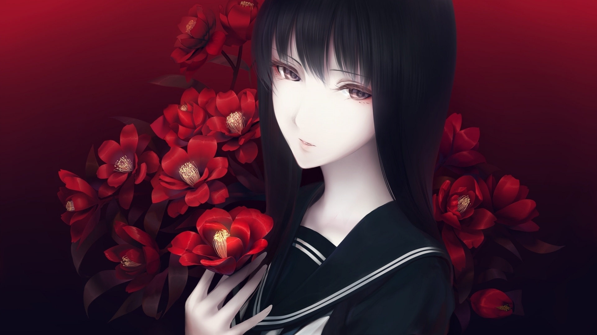 Anime Girl And Flowers best wallpaper