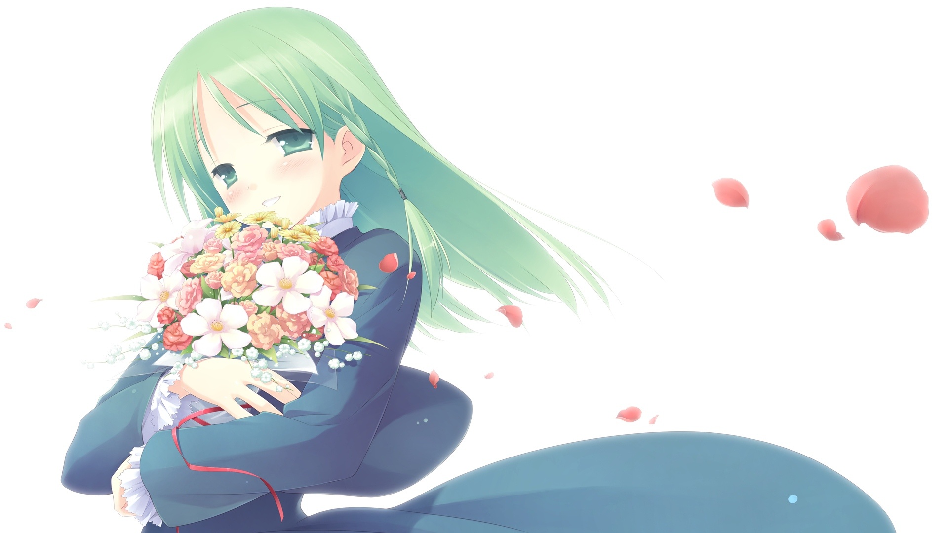 Anime Girl And Flowers free background