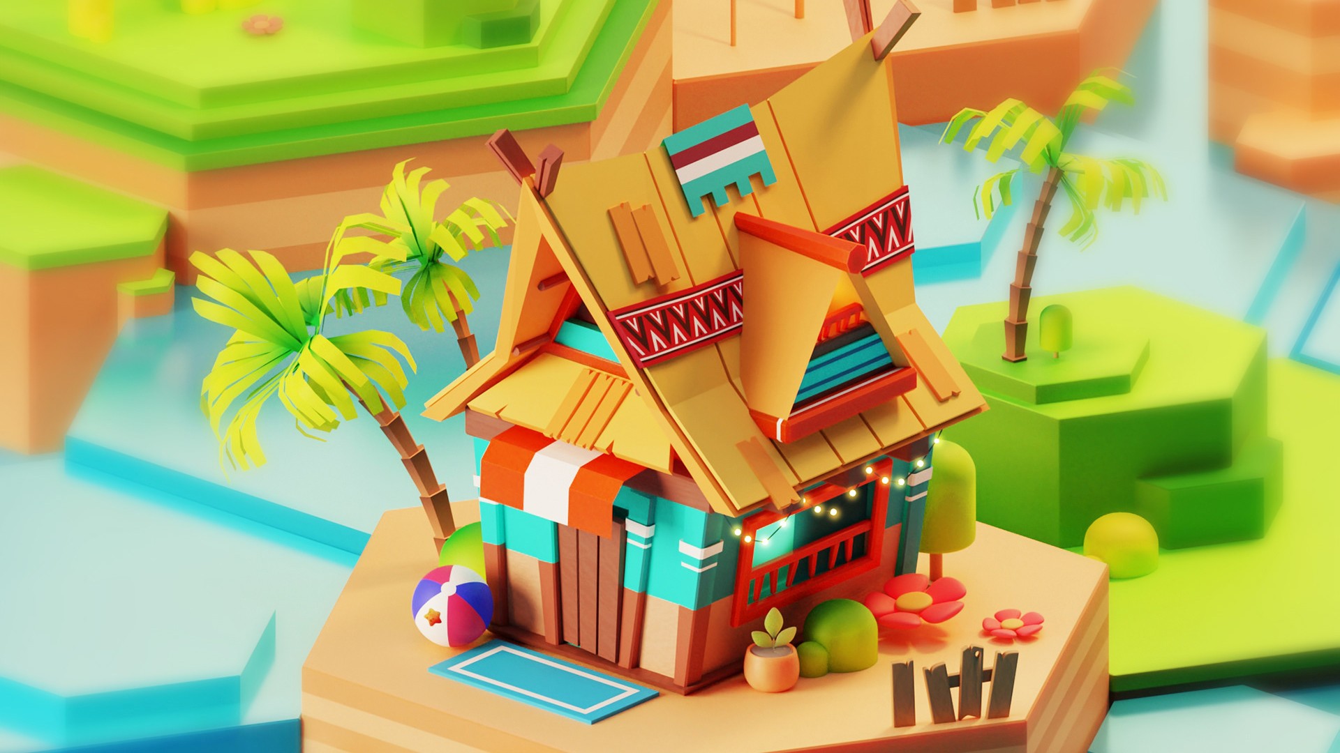 3d Cute Vacation background wallpaper