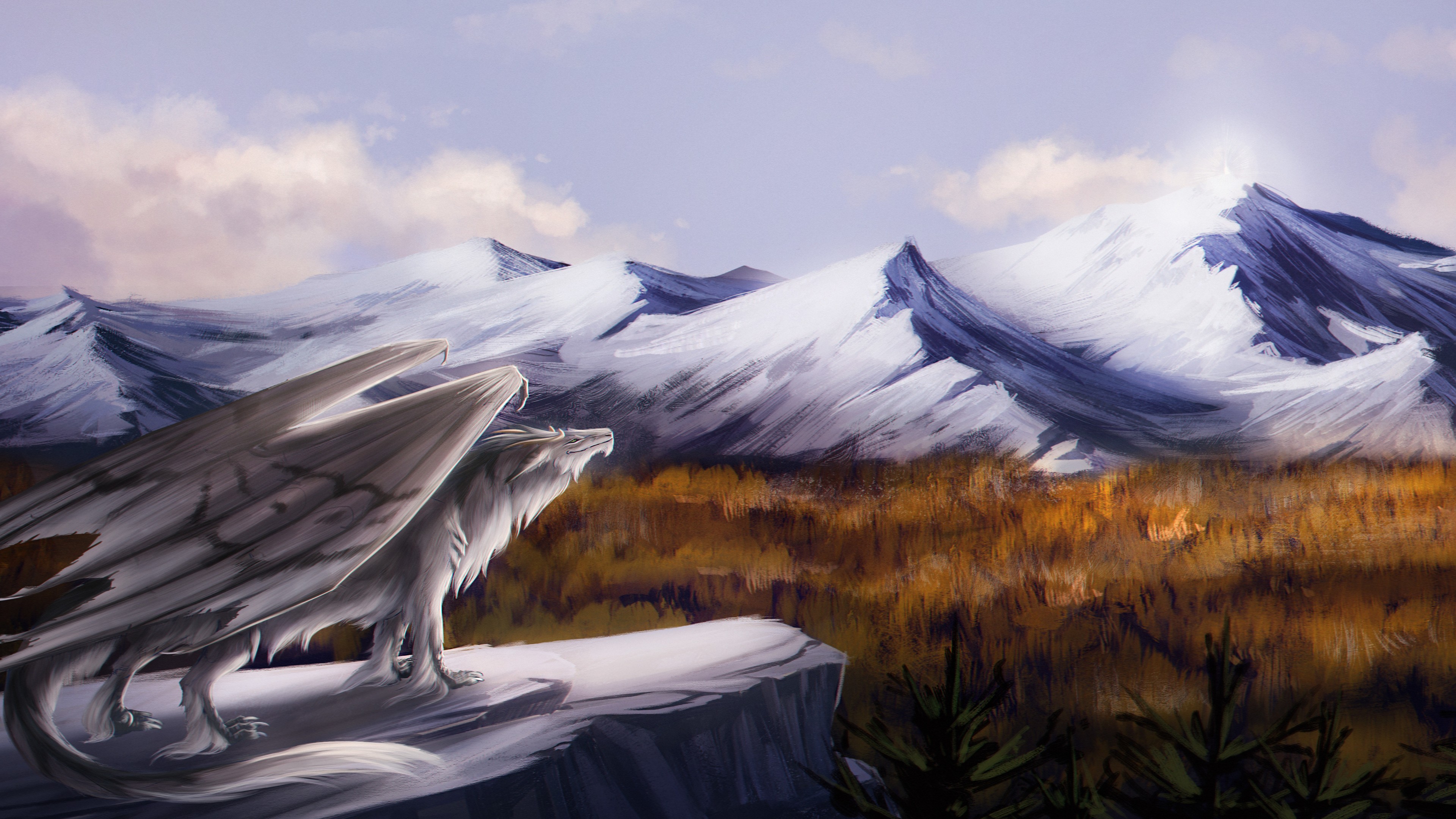 Wallpaper Dragon Feral Landscape Fantasy Mountain Art 5k .jpg free picture