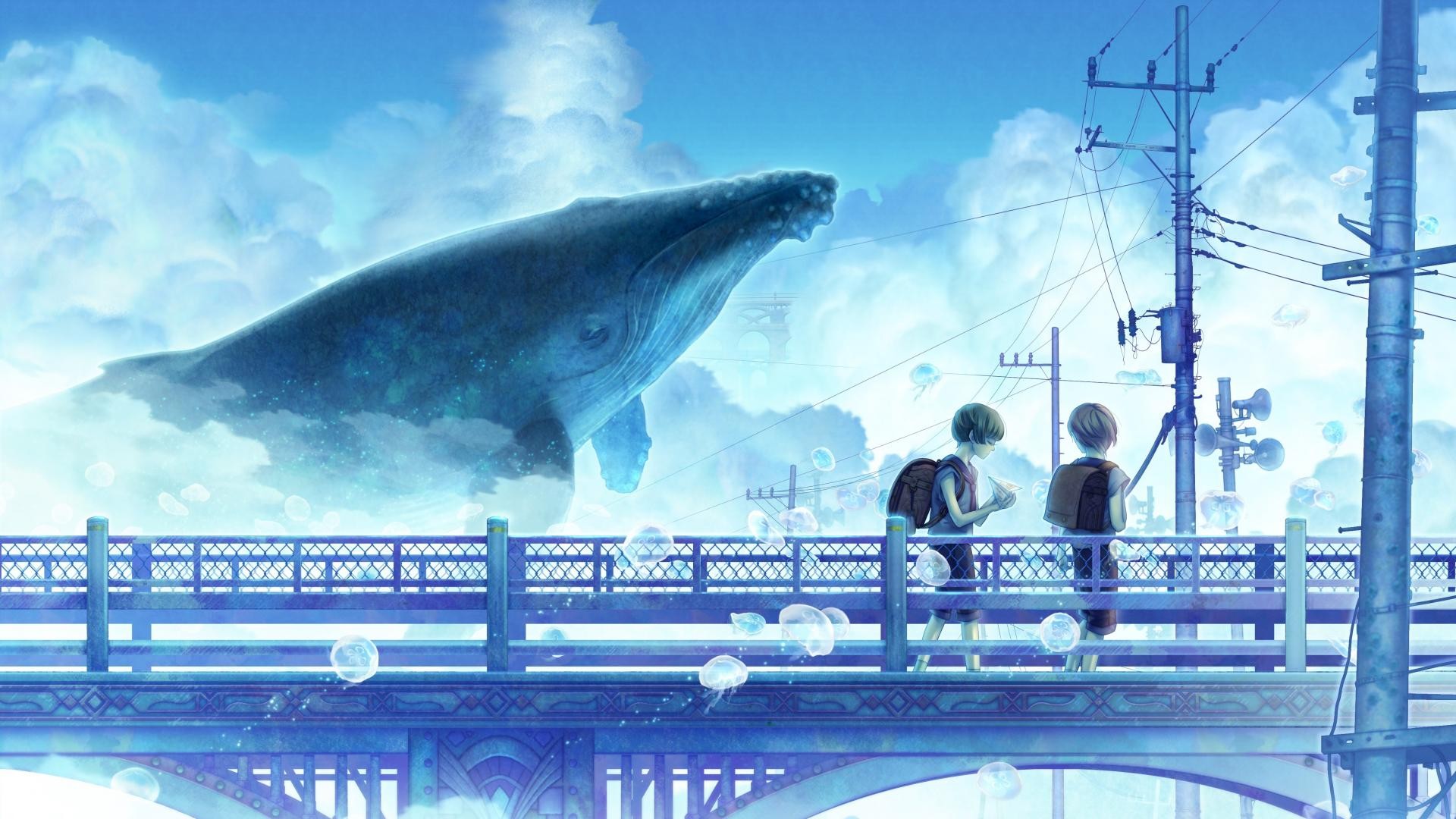 Flying Whale hd background